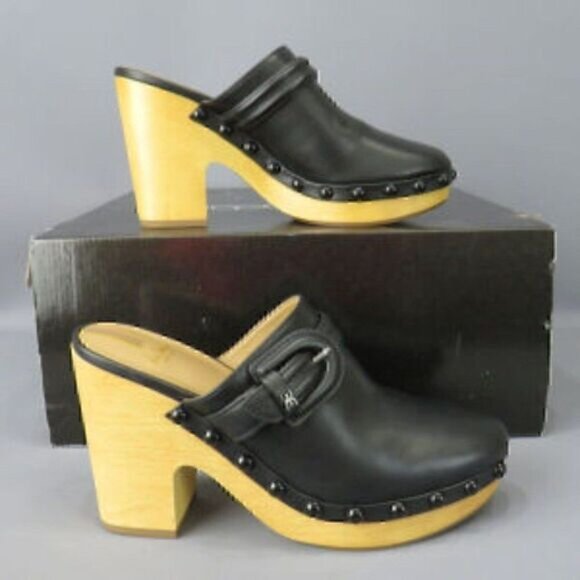 Sam Edelman Nyla Buckle Slip on Black Block Heel Clog Shoes 9.5 - Picture 10 of 12